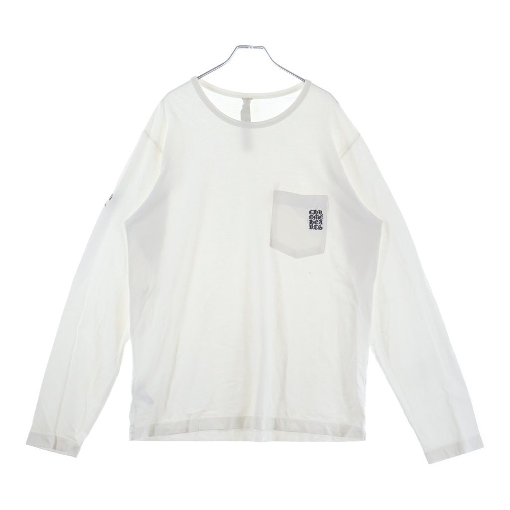 CHROME HEARTS (クロムハーツ) Y NOT Vertical Logo L/S Tee ワイノット ヴァーティカルロゴ クルーネック長袖Tシャツカットソー ホワイト