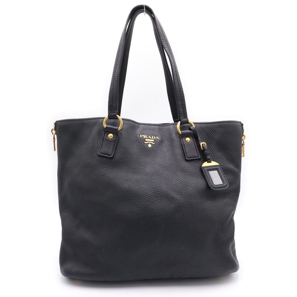 PRADA (プラダ) ロゴレザーハンドバッグ ブラック BR4372