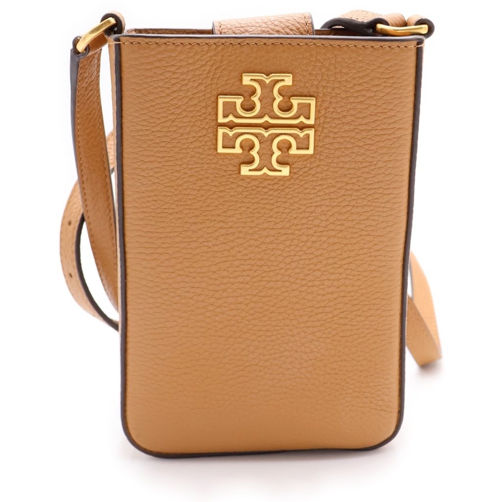 TORY BURCH (トリー バーチ) Britten Phone Crossbody Bag レザーショルダーバッグ ブラウン