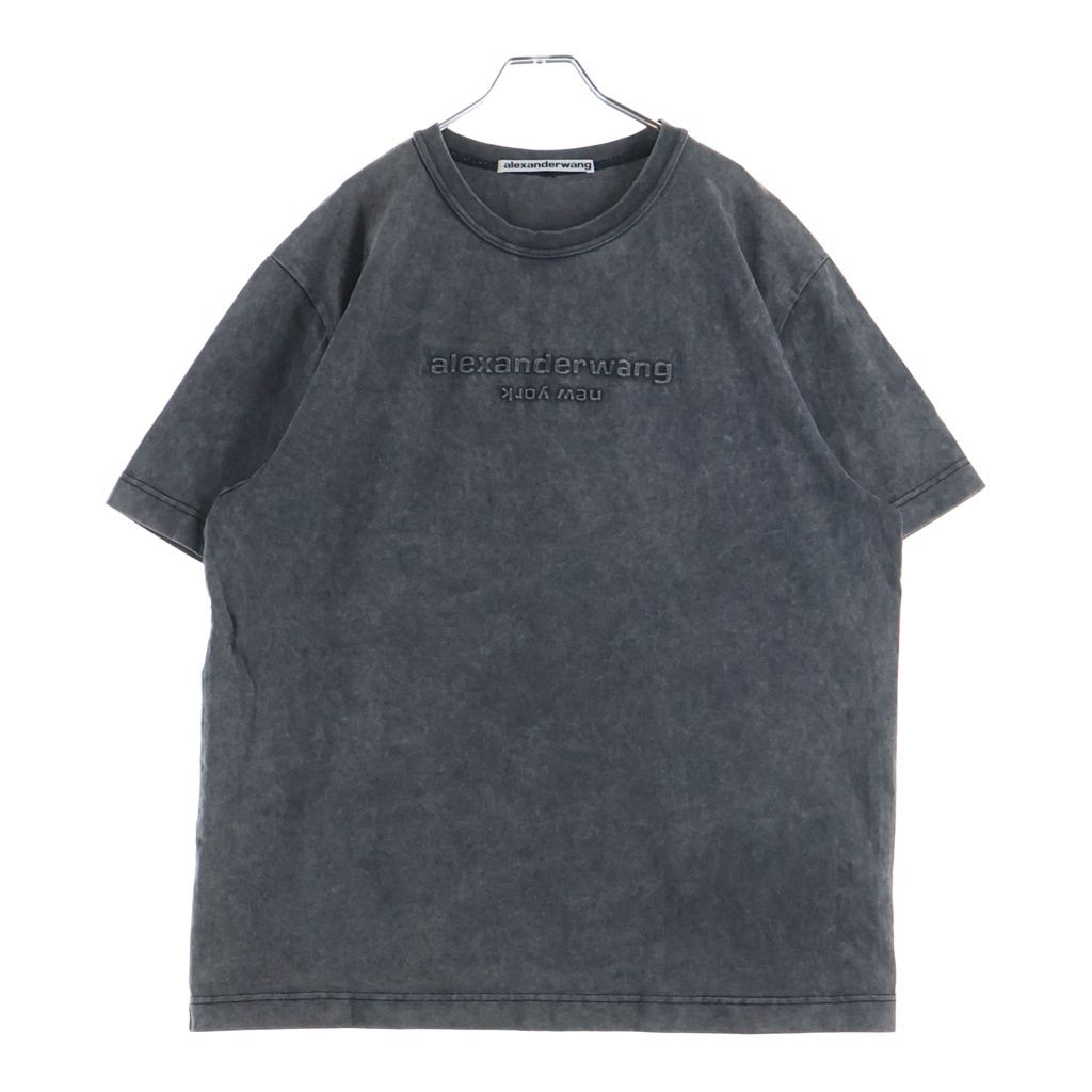 ALEXANDER WANG (アレキサンダーワン) Washed T-Shirt エンボスロゴ 半袖Tシャツ グレー