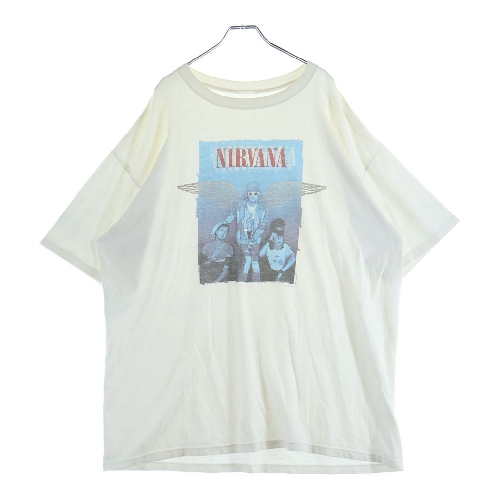 VINTAGE (ヴィンテージ) 00s NIRVANA BLUE BAR TEE ニルヴァーナ カートコバーン フロントプリント半袖Tシャツ カットソー ホワイト