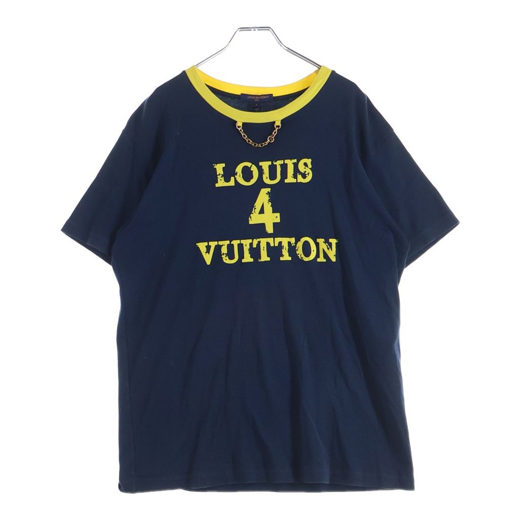 LOUIS VUITTON (ルイヴィトン) 23SS ネックチェーンフロント クルーネック 半袖Tシャツ カットソー ネイビー RW232W UOL FPTS10
