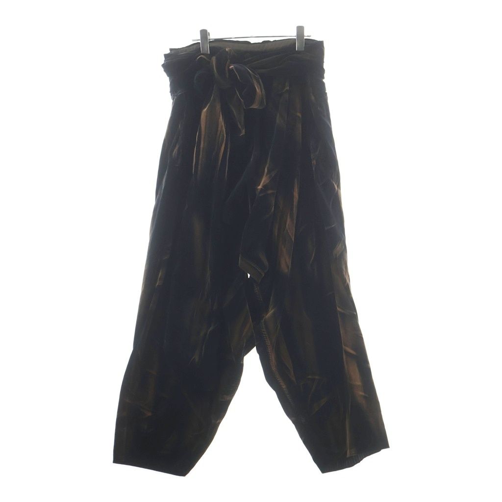 Yohji Yamamoto POUR HOMME (ヨウジヤマモト プールオム) STRIPED VELVETEEN PANTS ベルベット 変形パンツ サルエルパンツ ブラック/ブラウン