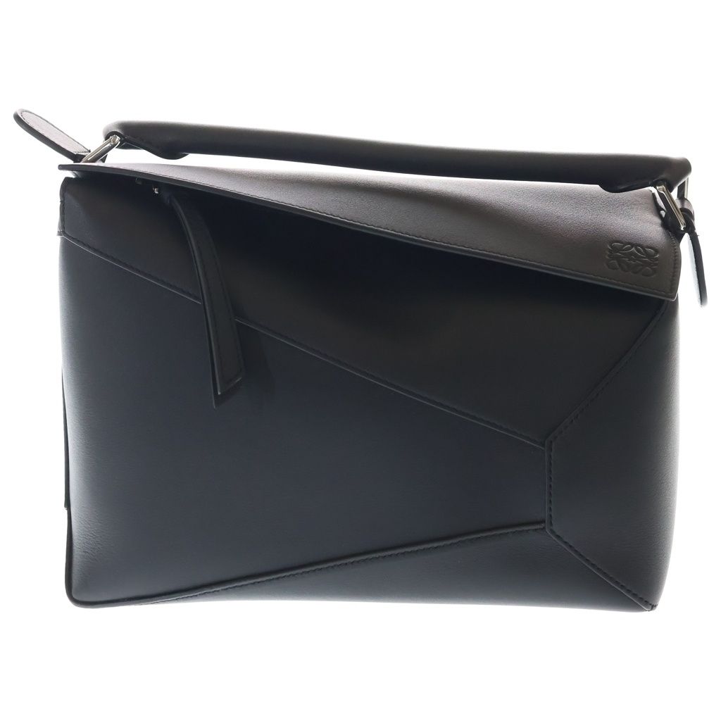 LOEWE (ロエベ) パズルエッジ バッグ ミディアム レザー 2WAY ハンド ショルダー バッグ シルバー金具 ブラック A510P49X231100