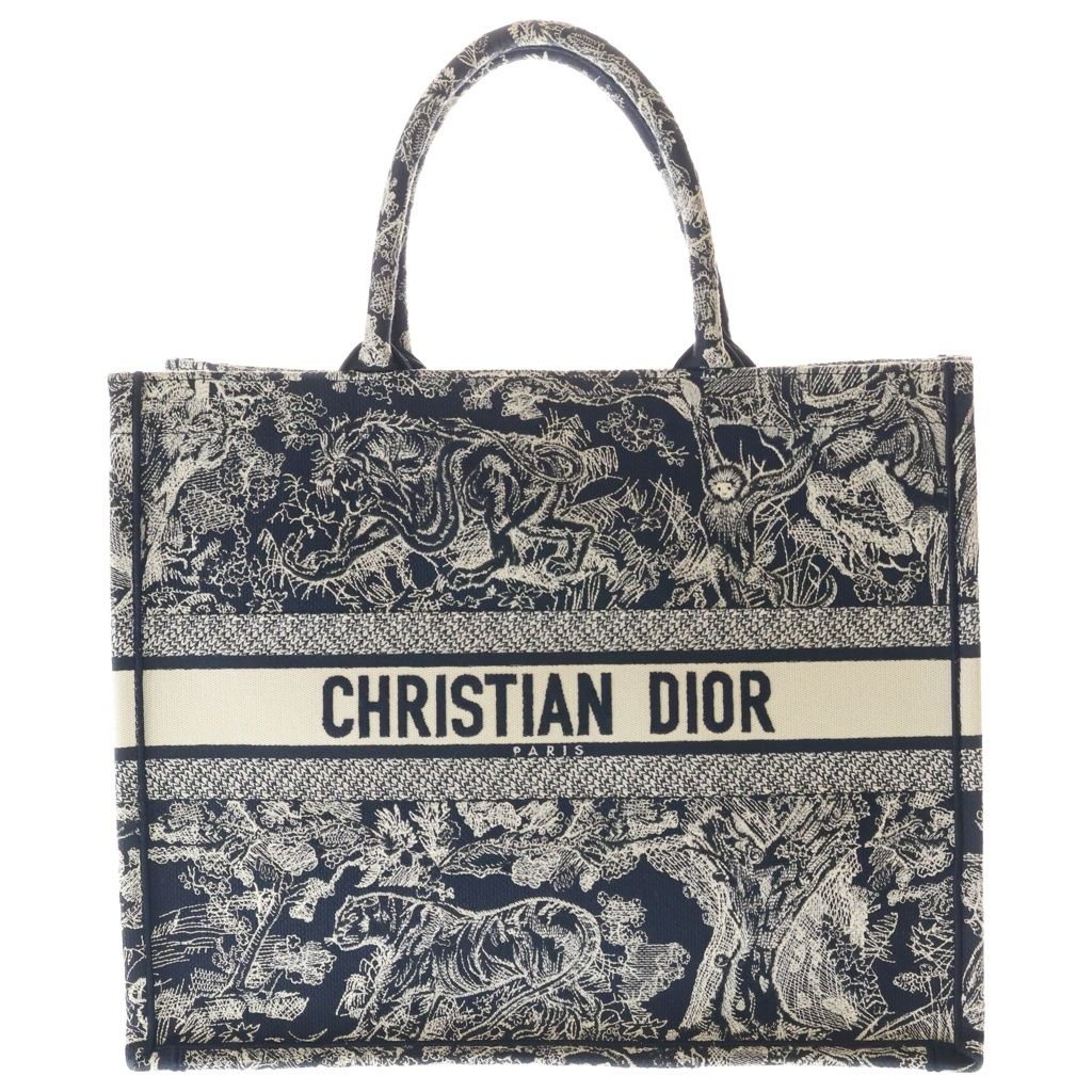 Christian Dior (クリスチャンディオール) ブックトート ラージ トワル ドゥ ジュイ リバース エンブロイダリー ハンドバッグ トートバッグ ネイビー ジャガード M1286ZRGO_M35I