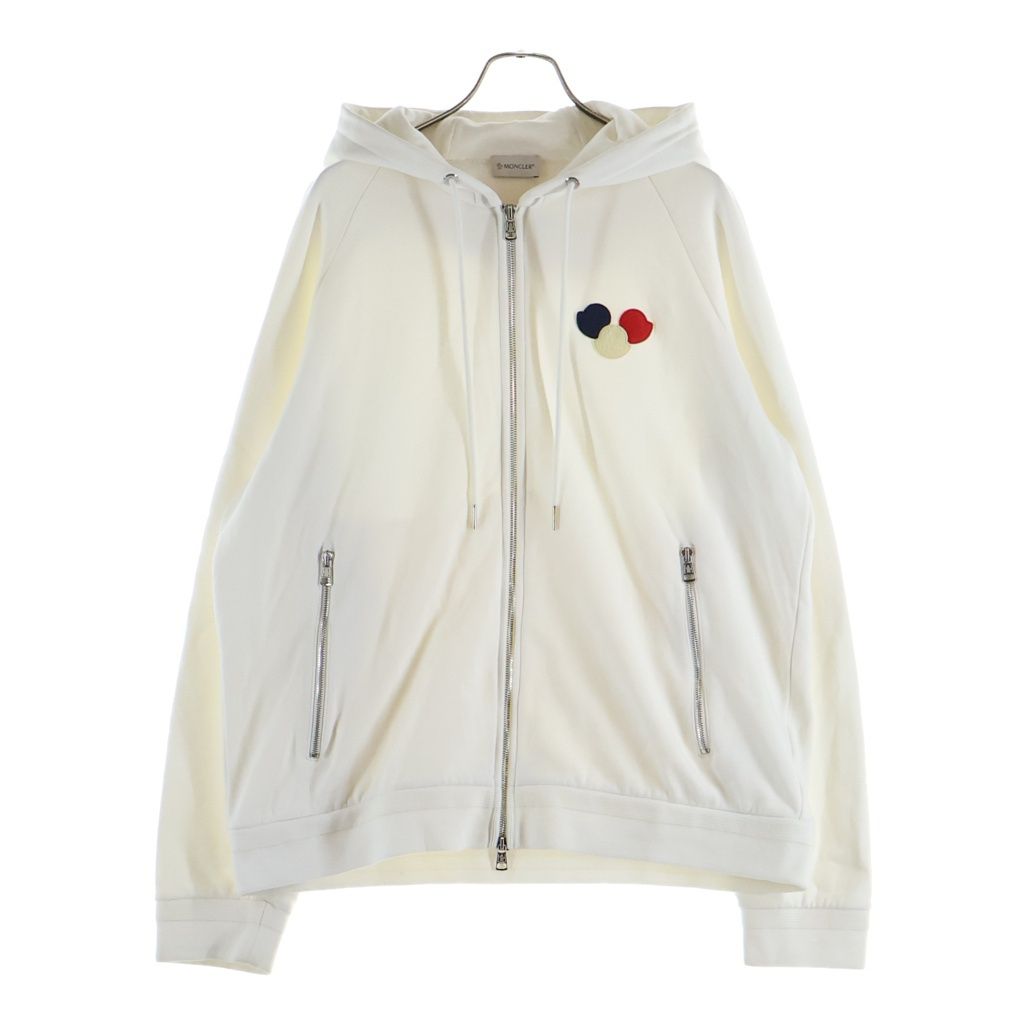 MONCLER (モンクレール) 17AW トリコロール ワッペンロゴ ジップアップ スウェット パーカー フーディー ホワイト C20918400000 80451