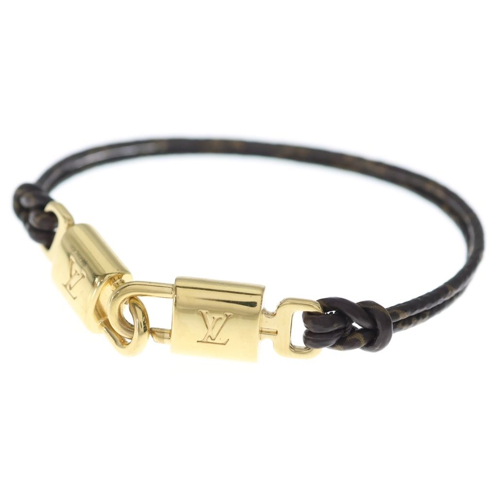 LOUIS VUITTON (ルイヴィトン) モノグラム ツインロック ブレスレット ブラウン ゴールド GP M8058E