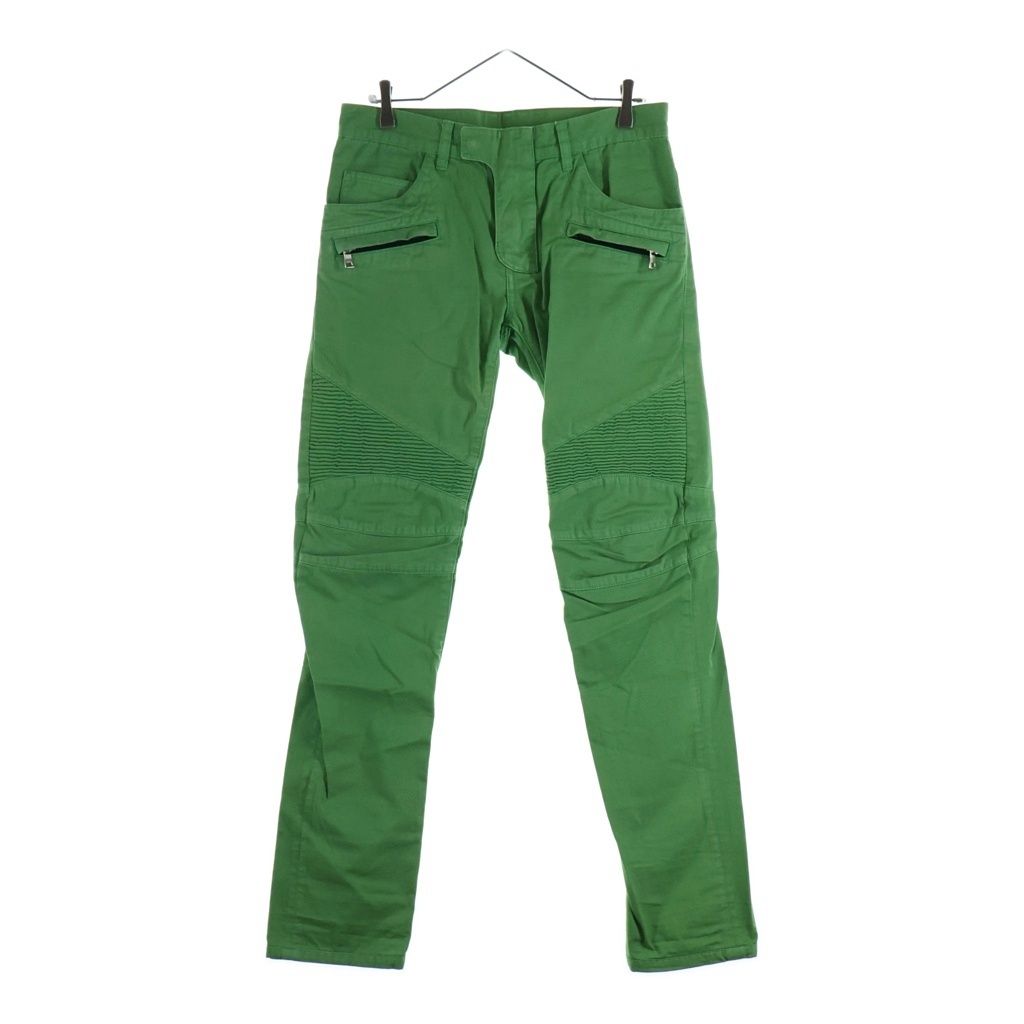 BALMAIN (バルマン) バイカーデニム 蛇腹 ジップポケット T500 C161 グリーン