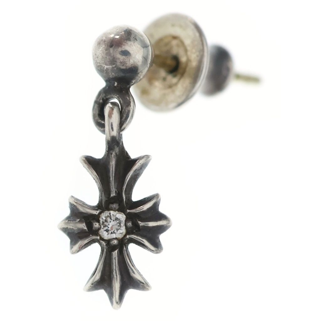 CHROME HEARTS (クロムハーツ) TNY E CH PLS DIA タイニーE アフター CHプラス ドロップピアス 1ダイヤ シルバー