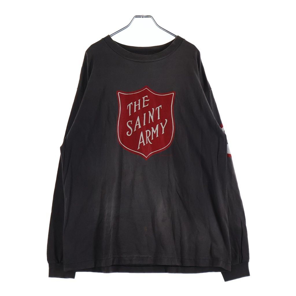 SAINT MICHAEL (セントマイケル) 22SS The Saint Army L/S TEE ザセントアーミー 両面プリント クルーネック 長袖Tシャツ チャコールグレー SM-S22-0000-032