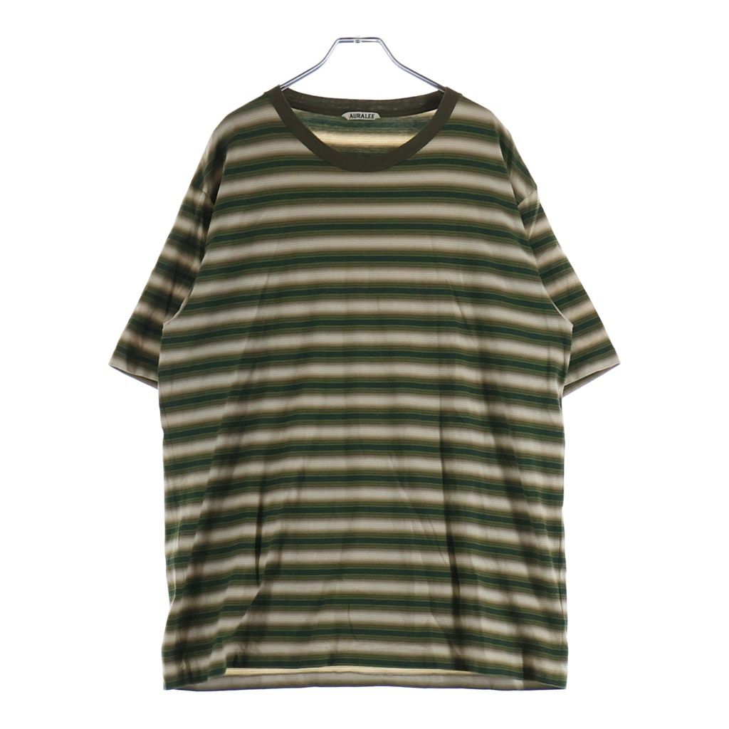 AURALEE (オーラリー) 25AW GRADIENT STRIPE JERSEY TEE ストライプ 半袖Tシャツ グリーン A25AT02GJ