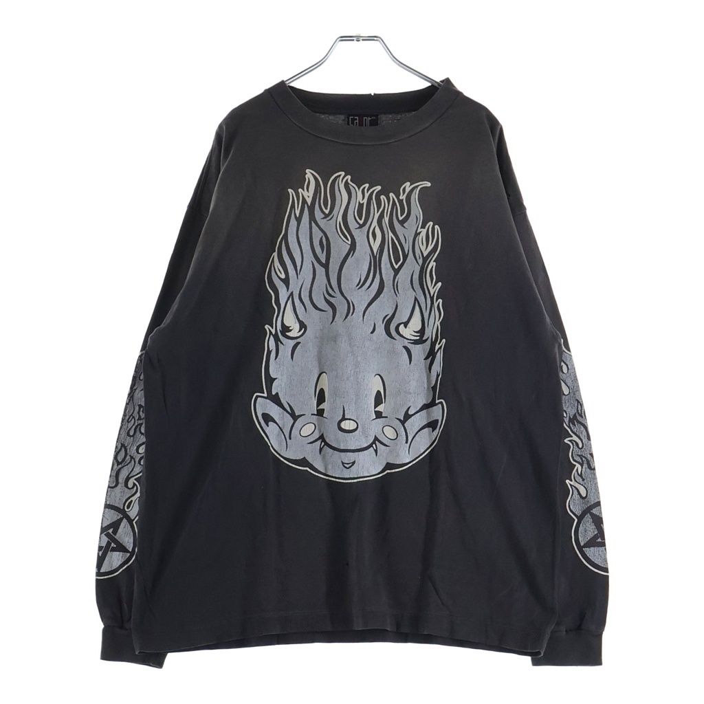 SAINT MICHAEL (セントマイケル) 23SS Fire Baby L/S Tee ファイヤーベイビー 両面プリント クルーネック 長袖Tシャツ グレー SM-S23-0000-026