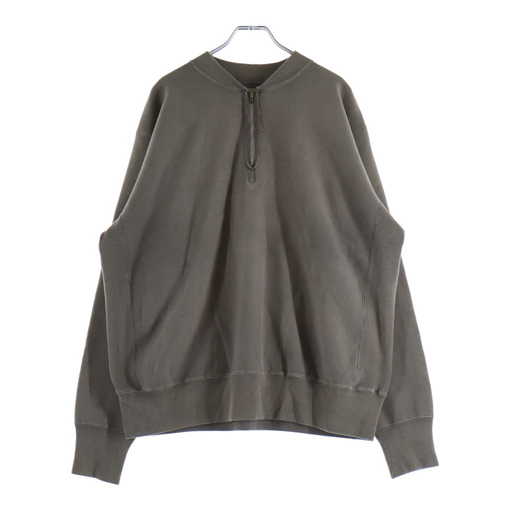 A.PRESSE (アプレッセ) 25AW Vintage Half Zip Rib Collar Sweatshirt ヴィンテージ加工 ハーフジップリブカラースウェット トレーナー チャコールグレー 25AAP-05-07