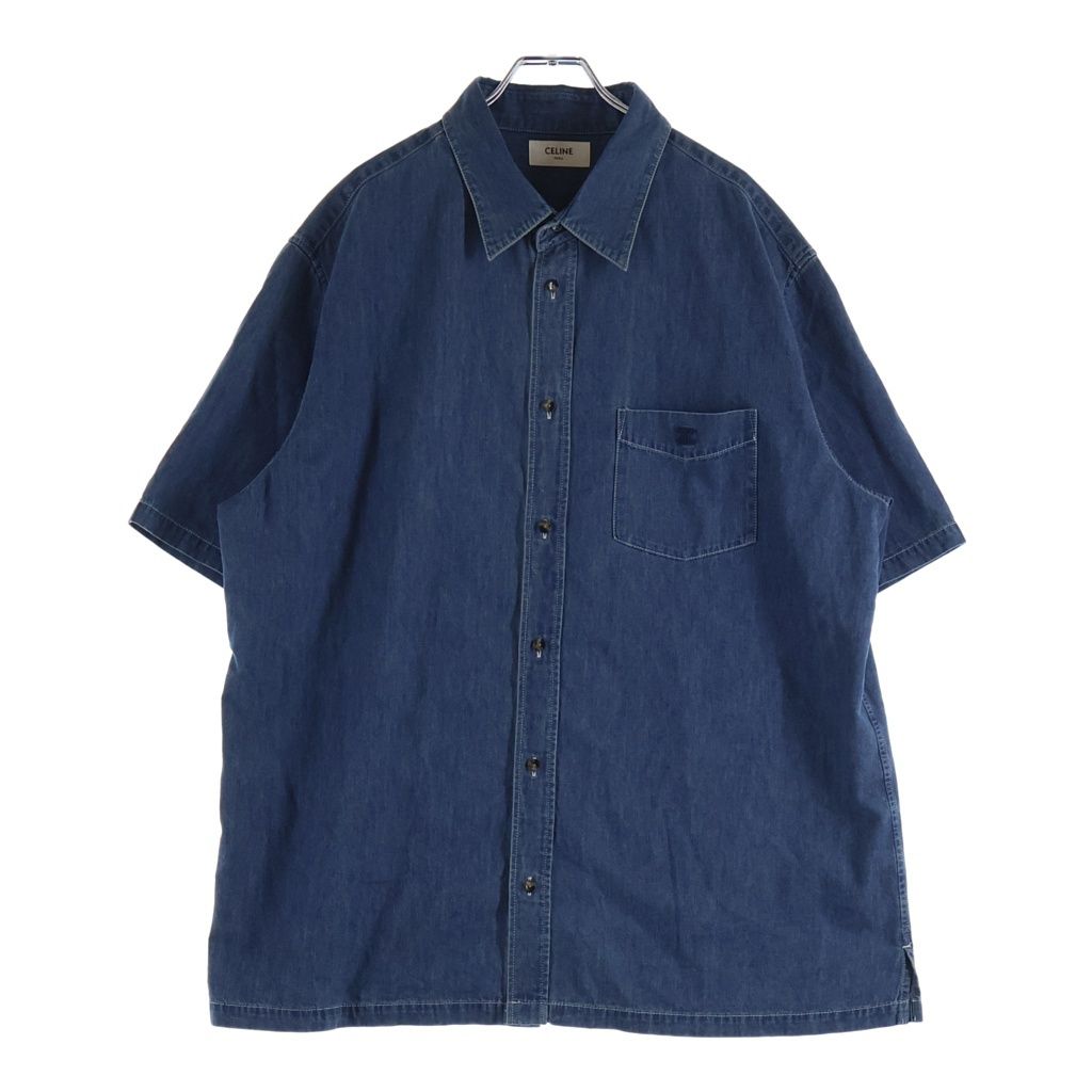 CELINE (セリーヌ) 25AW SHORT SLEEVED SHIRT IN COTTON DENIM コットン デニム ショートスリーブ 半袖シャツ インディゴ RC07K208I.07UO