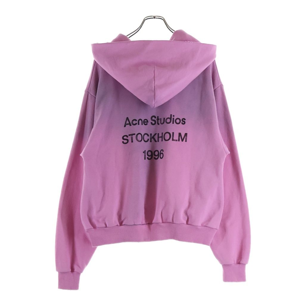 ACNE STUDIOS Bla Konst (アクネストゥディオズ ブロコンスト) 24SS Logo Hoodie Sweater ダメージ加工 ロゴフーディ スウェットパーカー ピンク FN-UX-SWEA000020