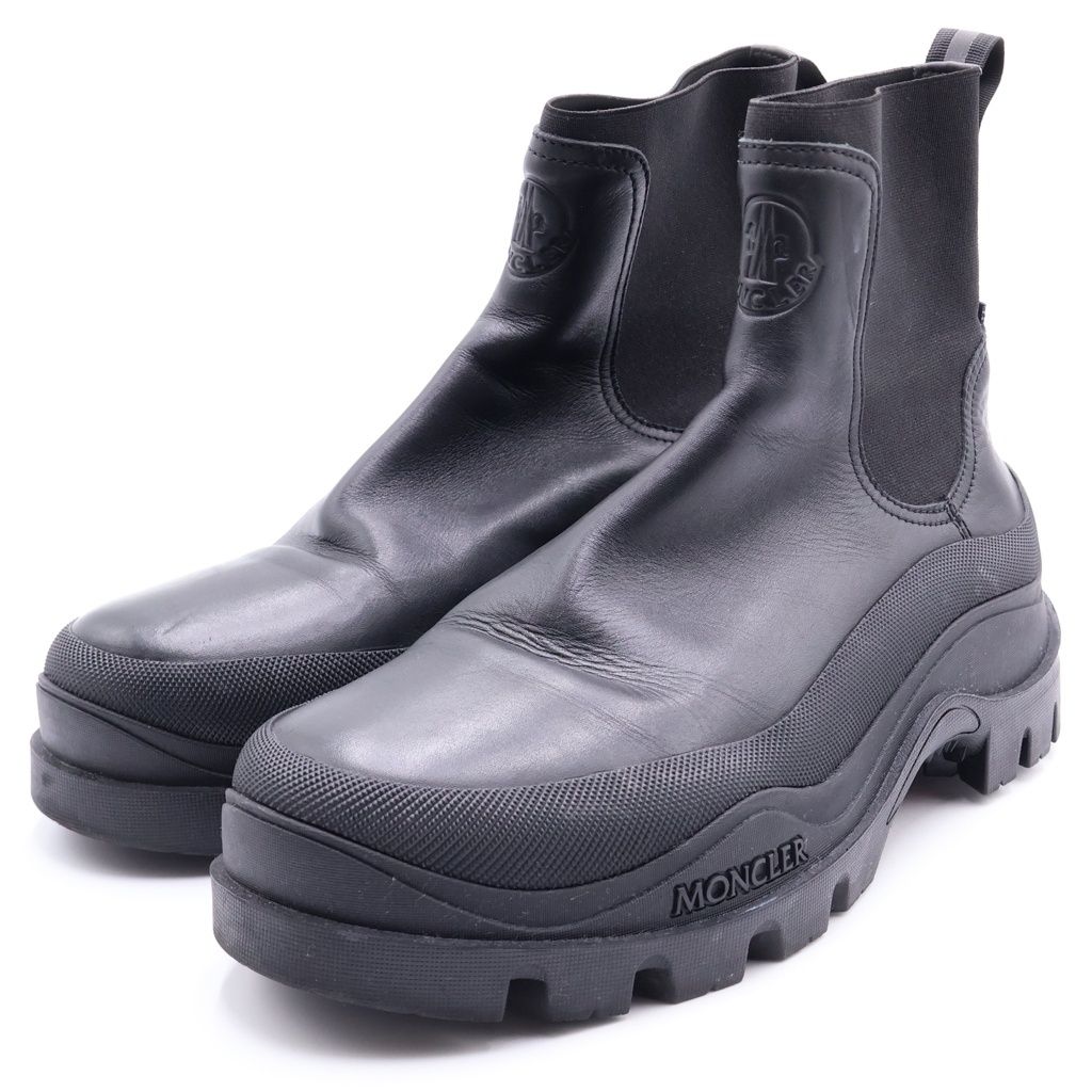 MONCLER モンクレール LARUE CHELSEA チェルシー サイドゴア レザー ブーツ ブラック MONCLER (モンクレール) LARUE CHELSEA チェルシー サイドゴア レザー