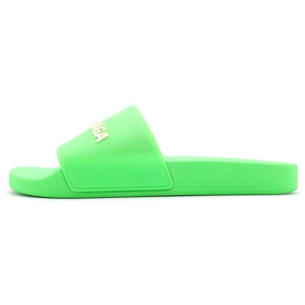 BALENCIAGA (バレンシアガ) プール スライド ラバー ロゴ サンダル グリーン