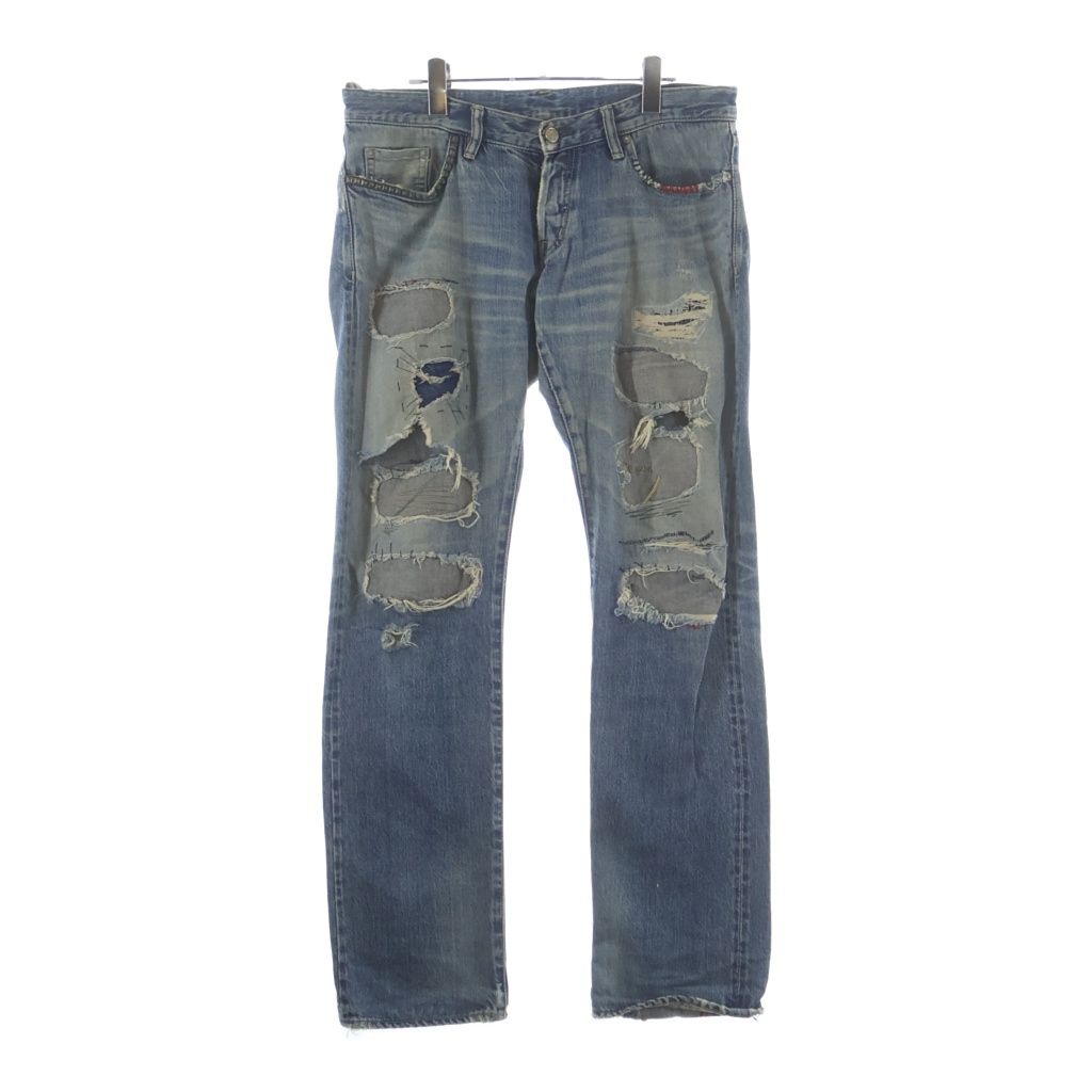 HYSTERIC GLAMOUR (ヒステリックグラマー) HSR加工 ダメージデニムパンツ インディゴ 0203AP10