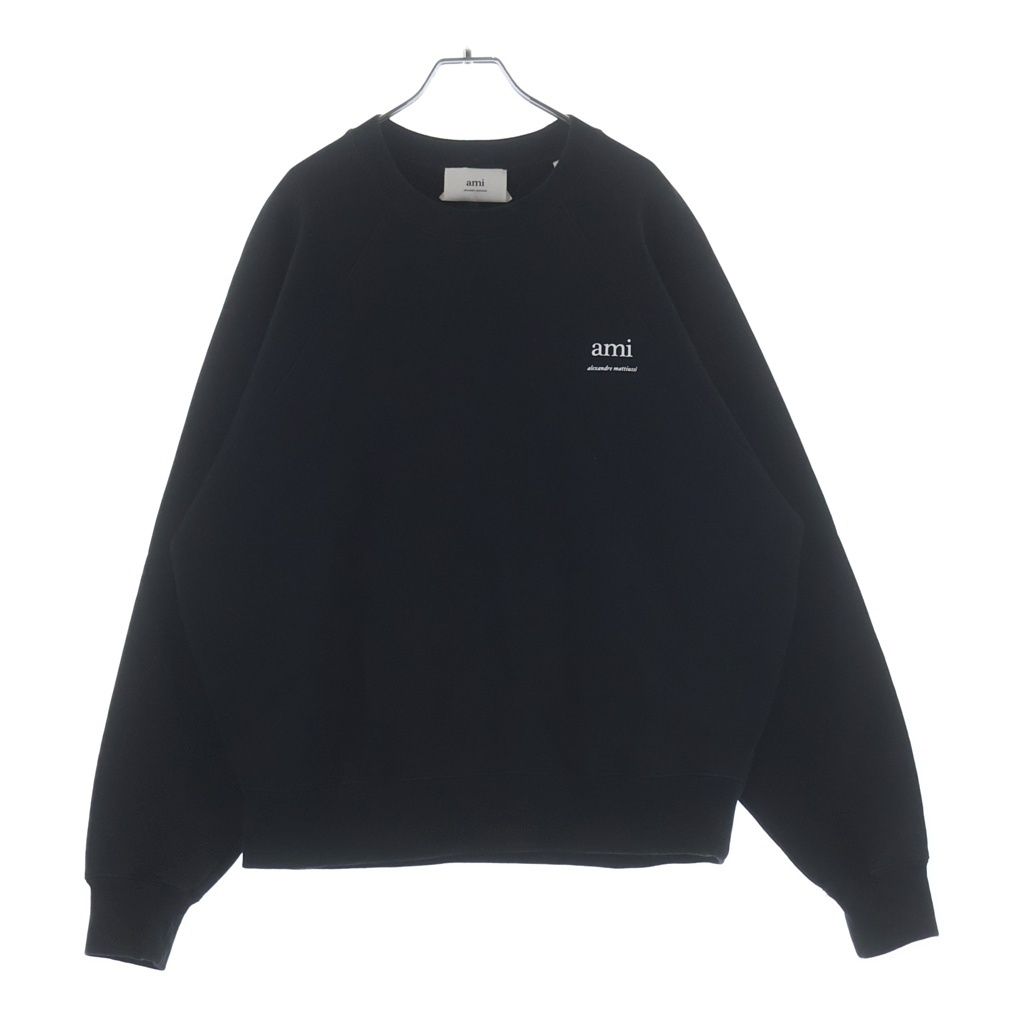 AMI Alexandre Mattiussi (アミアレクサンドルマテュッシ) SWEATSHIRT フラントロゴプリント クルーネック 長袖スウェット ブラック USW024.747