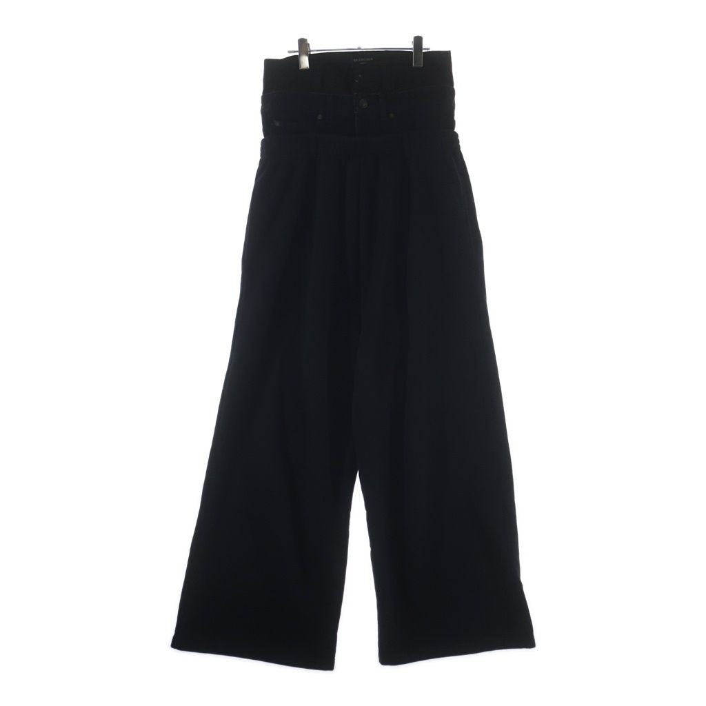 BALENCIAGA (バレンシアガ) 24AW Denim Layered Sweatpants デニムレイヤード ワイドスウェットパンツ ブラック 808816 TNVI7
