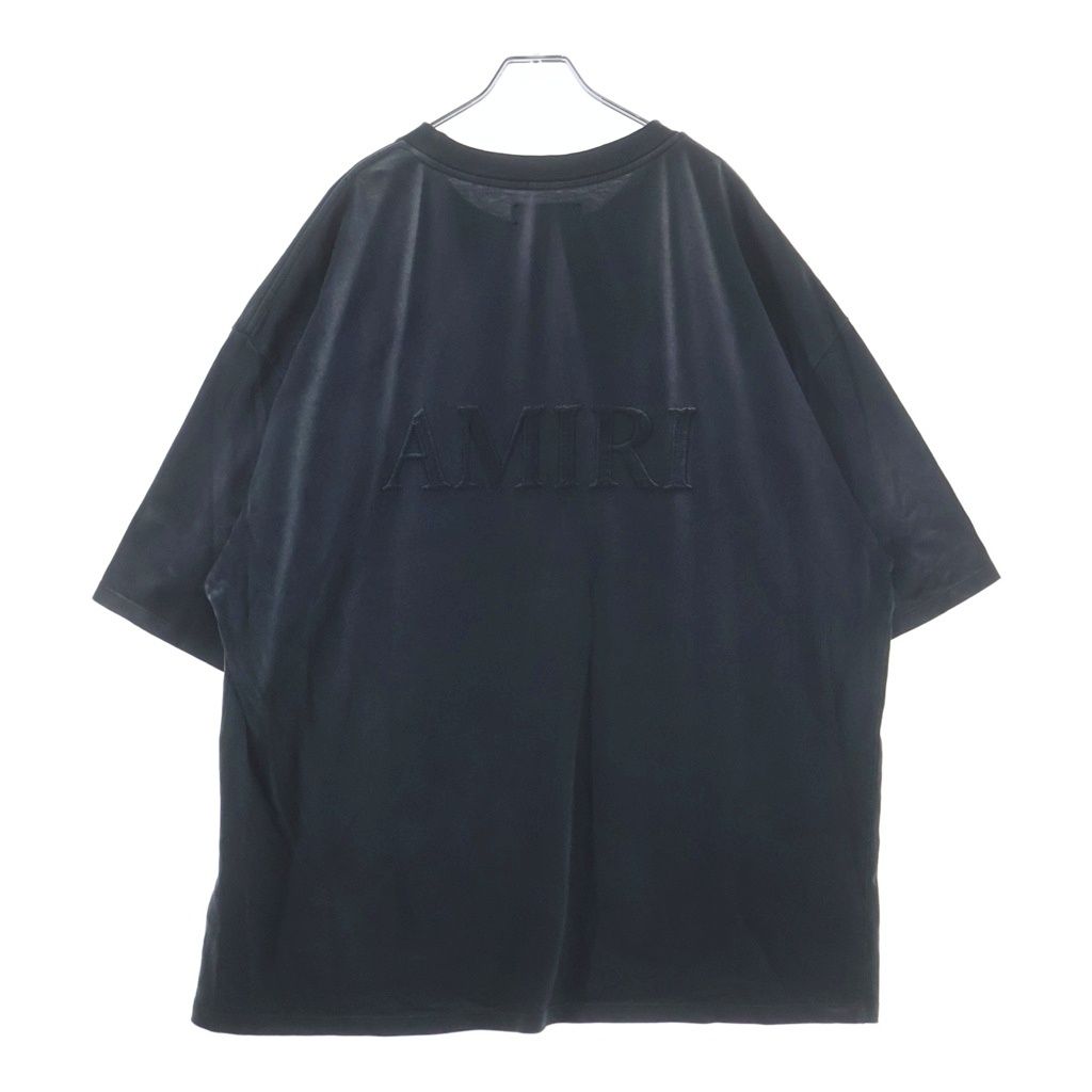 AMIRI (アミリ) ロゴ刺繍 ヴィンテージ加工 半袖 クルーネック Tシャツ カットソー ブラック SRAMJYTE1137SMRBC00