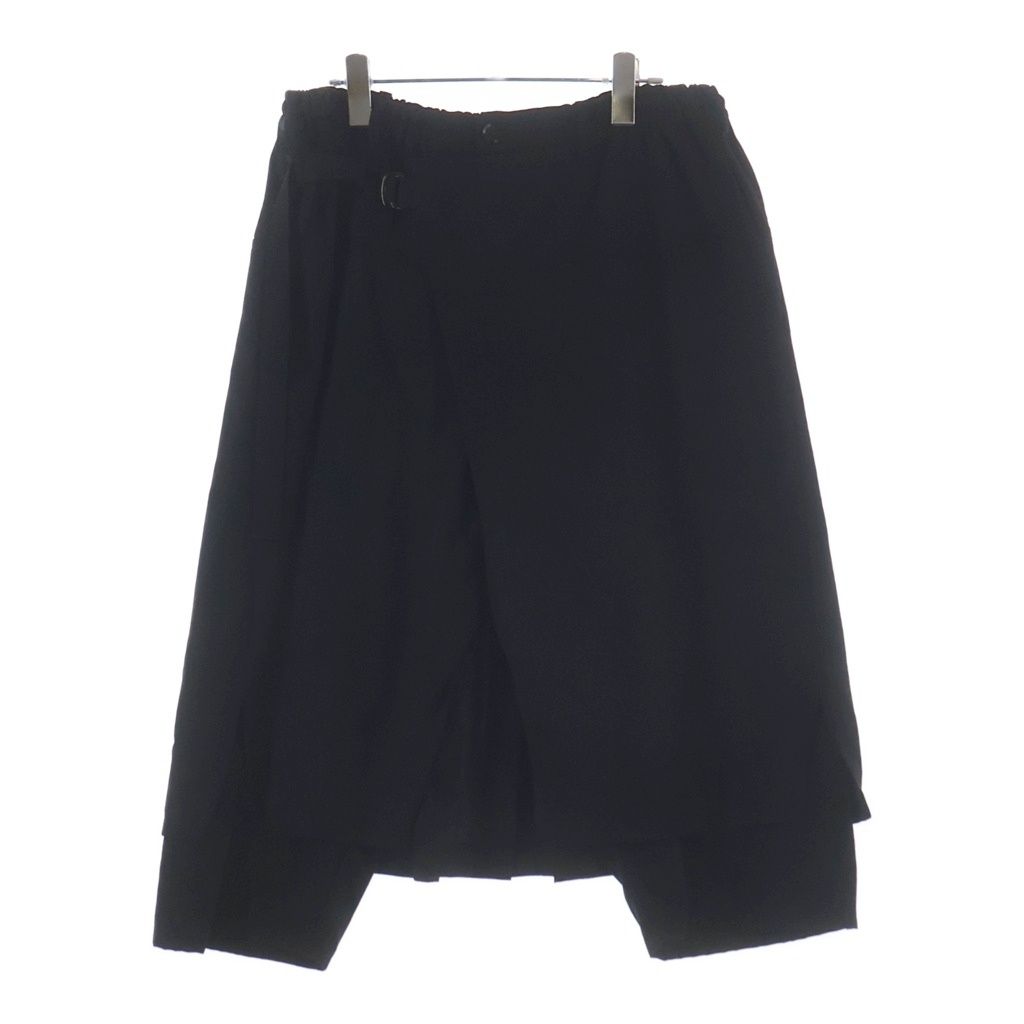 Yohji Yamamoto POUR HOMME (ヨウジヤマモト プールオム) 14SS ギャバジンラップパンツ イージースラックスパンツ ショーツ ブラック