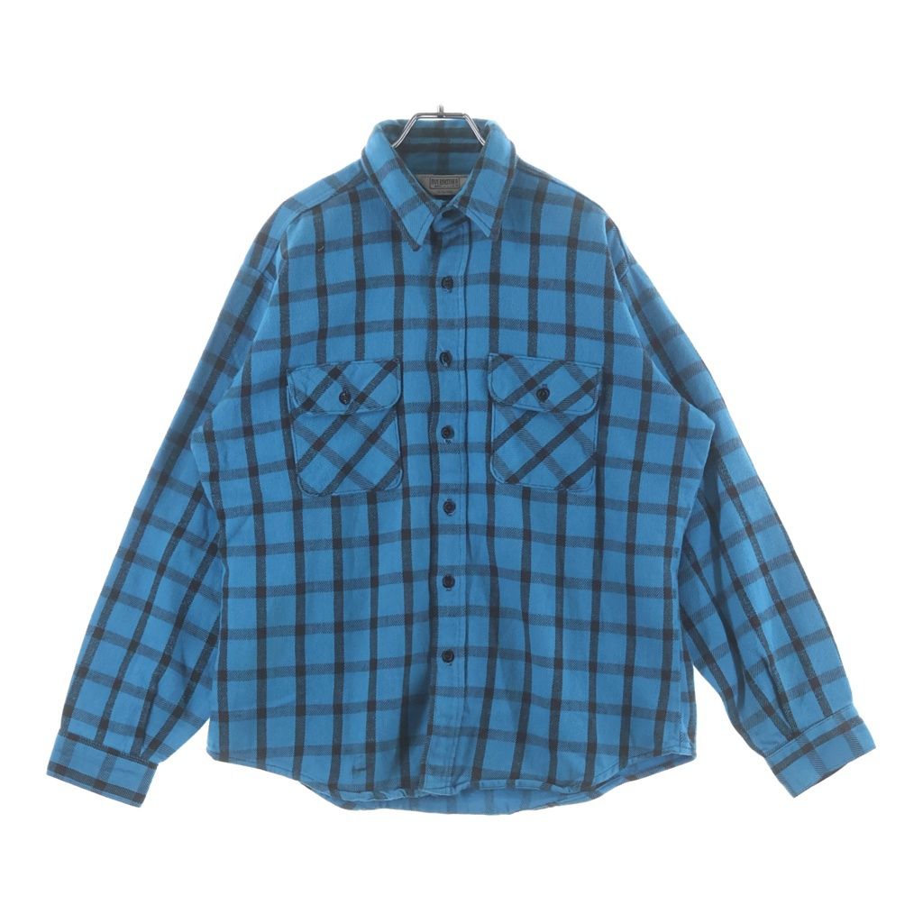 FIVE BROTHERS (ファイブブラザー) 70-80S VINTAGE FLANNEL CHECK L/S SHIRT USA製 三角タグ フランネル チェック 長袖シャツ ターコイズ ブルー/ブラック