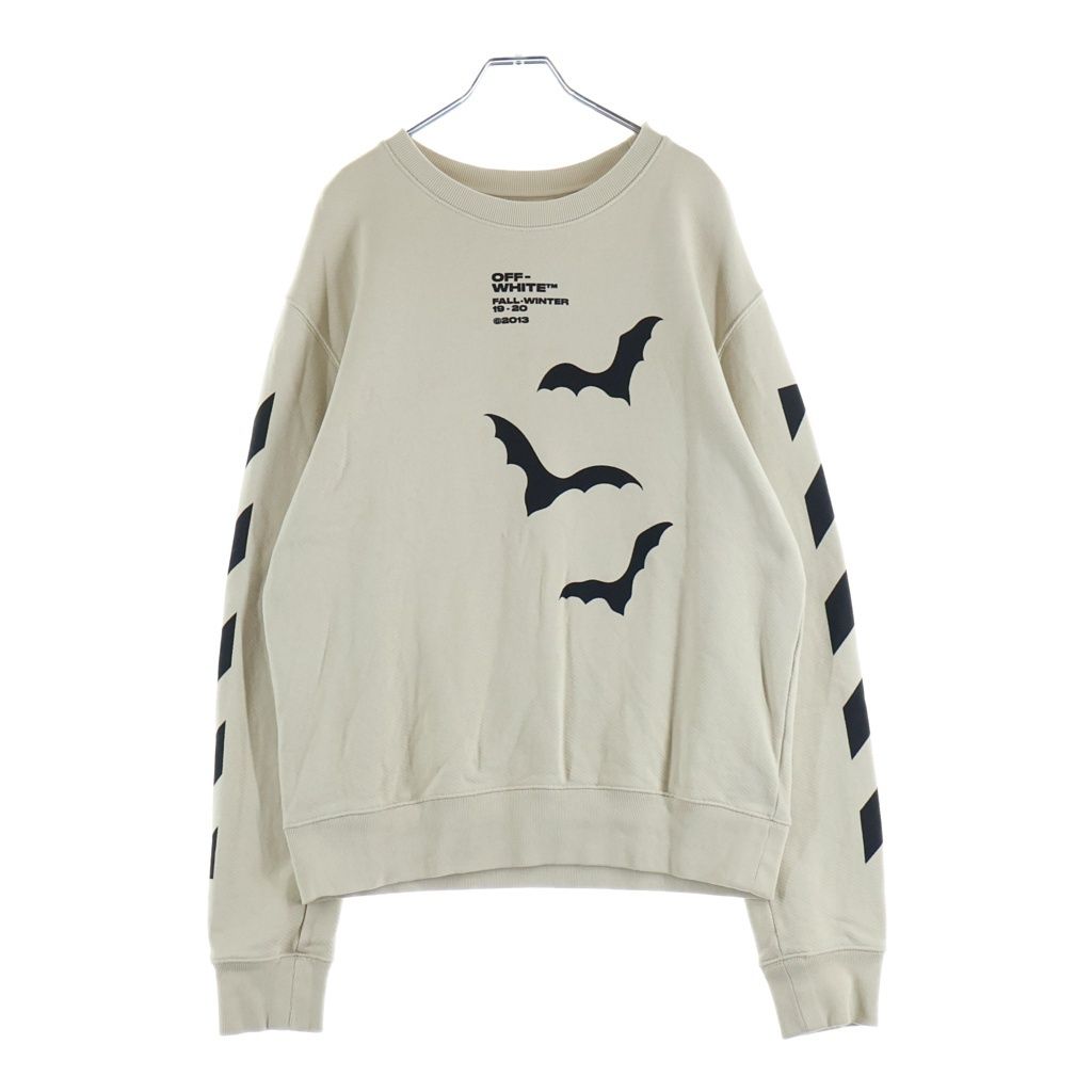 OFF-WHITE (オフホワイト) フロントプリント クルーネックトレーナー スウェット ベージュ #M