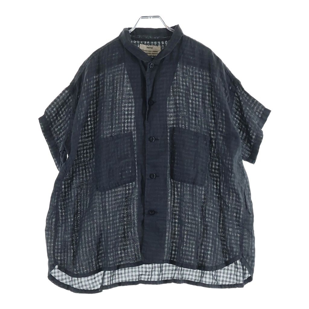 NO BRAND (ノーブランド) kaval カヴァル コットン シースルー 半袖シャツ ブラック