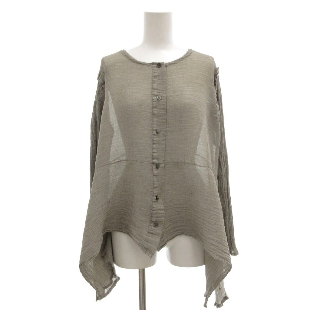 ミーイッセイミヤケ me ISSEY MIYAKE プリーツ変形カーディガン ニット 長袖 薄手 シアー シースルー グレー /GV ■ECD005