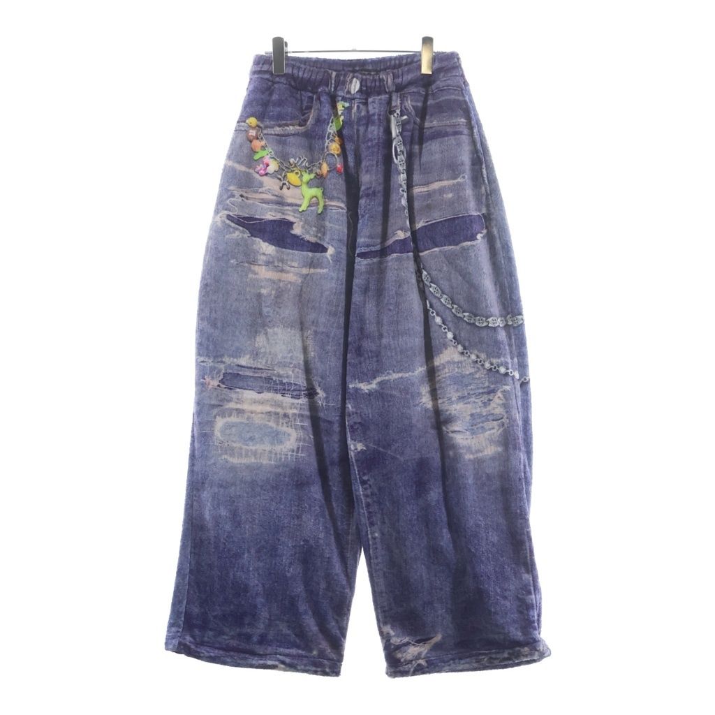 TALKING ABOUT THE ABSTRACTION (トーキング アバウト ザ アブストラクション) 25AW フリース デニム プリント ワイドパンツ 2526AW-PT-005