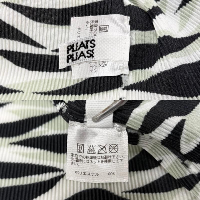 超美品☆プリーツプリーズ イッセイミヤケ 綿100％黒白ドット柄 半袖Ｔシャツ プリーツプリーズ ISSEY MIYAKE イッセイミヤケ 半袖 プリーツ