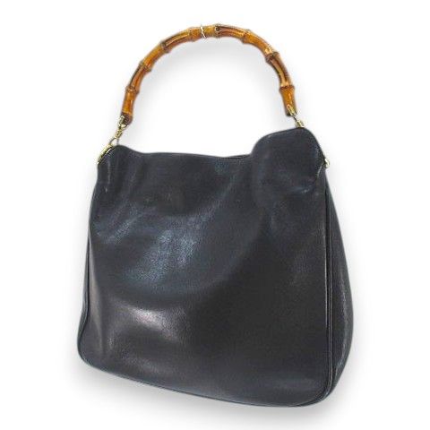 グッチ GUCCI バンブーショルダーバッグ ブラック 黒系 レザー イタリア製 001-1632-002113