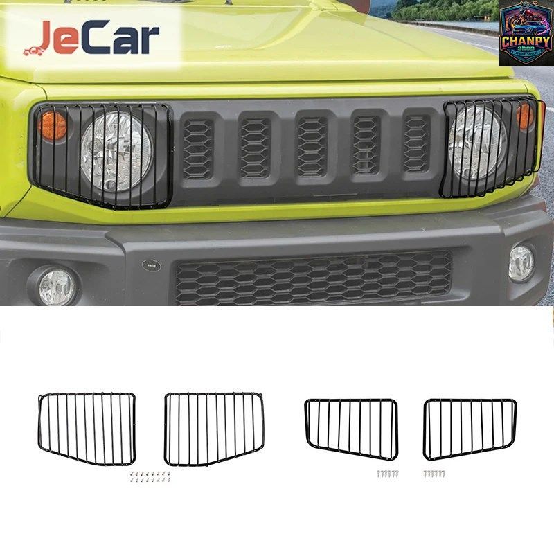 アイアン製自動車用フロントフォグランプ装飾カバー、自動車用フロントヘッドライト円形ランプ保護カバー、ジムニー2019年以降モデル対応