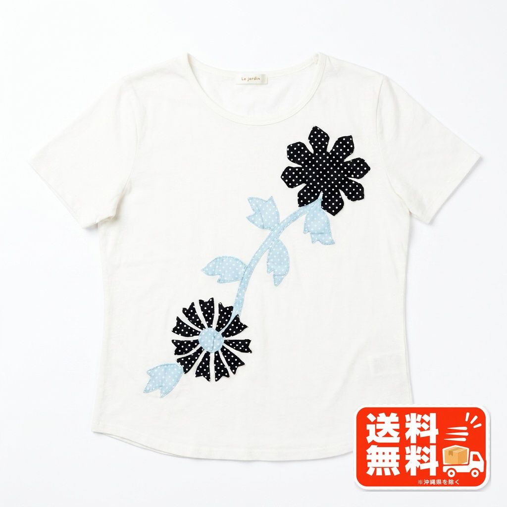 mina perhonen 花柄 半袖シャツ Le jardin ルジャルダン フラワーモチーフ 半袖Tシャツ ホワイト mina