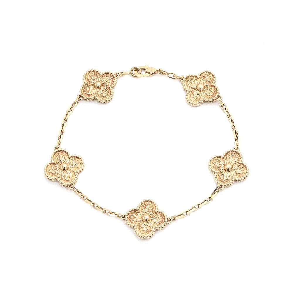 VanCleef&Arpels ヴァンクリーフ＆アーペル ヴィンテージアルハンブラ ブレスレット 5モチーフ VCARO1IE00 K18YG イエローゴールド 金無垢 メンズ【ジュエリー】【中古】