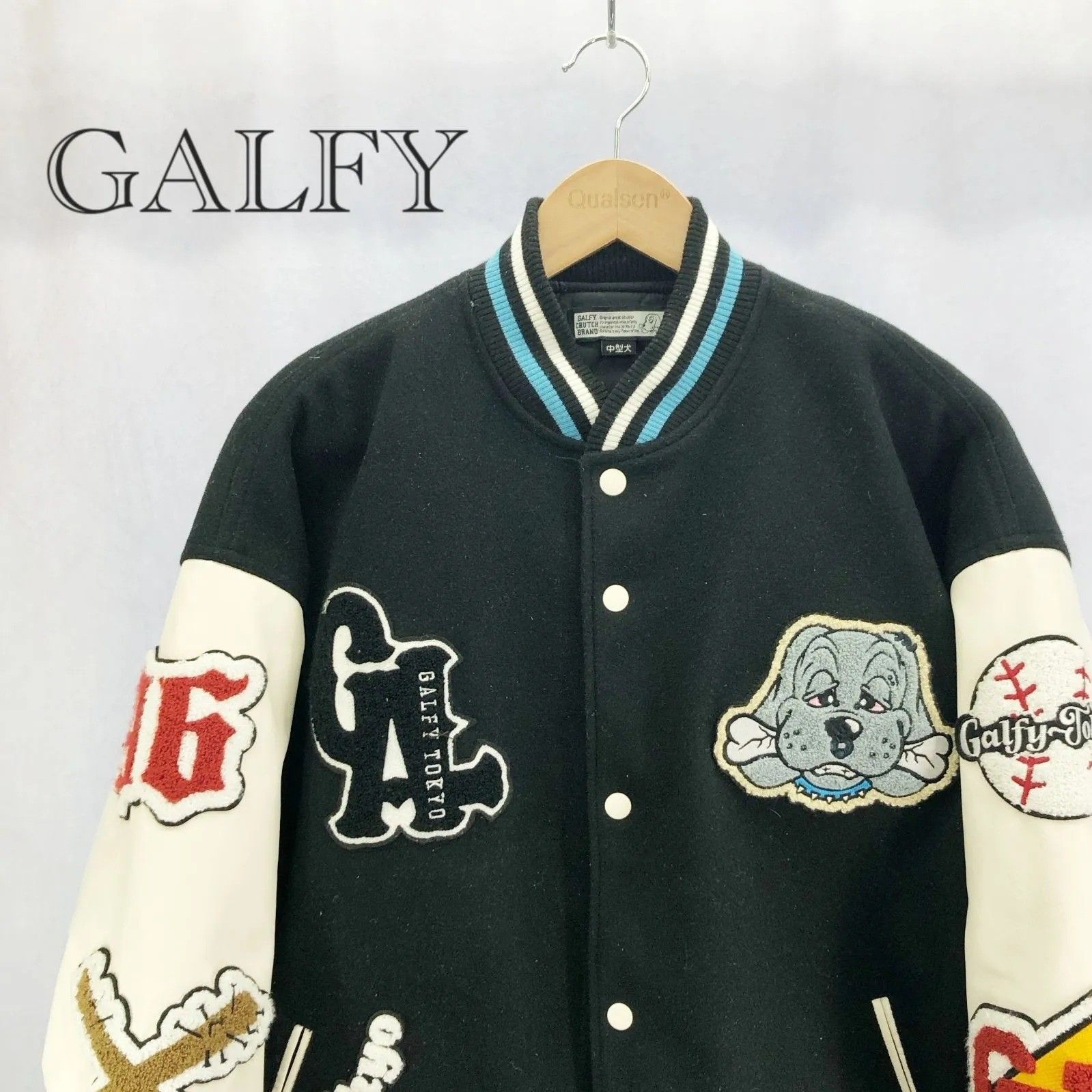 GALFY ガルフィー スタジャン 153318 アウター スタジアム ジャンパー アウター ジャケットCHAMPION 中型犬 ブラック L メンズ ファッション