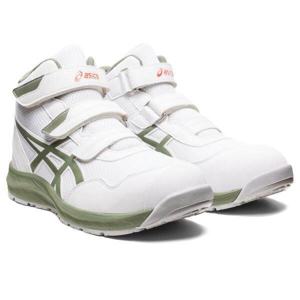 アシックス　CP216　ウィンジョブ　100　ホワイト×ライケングリーン
