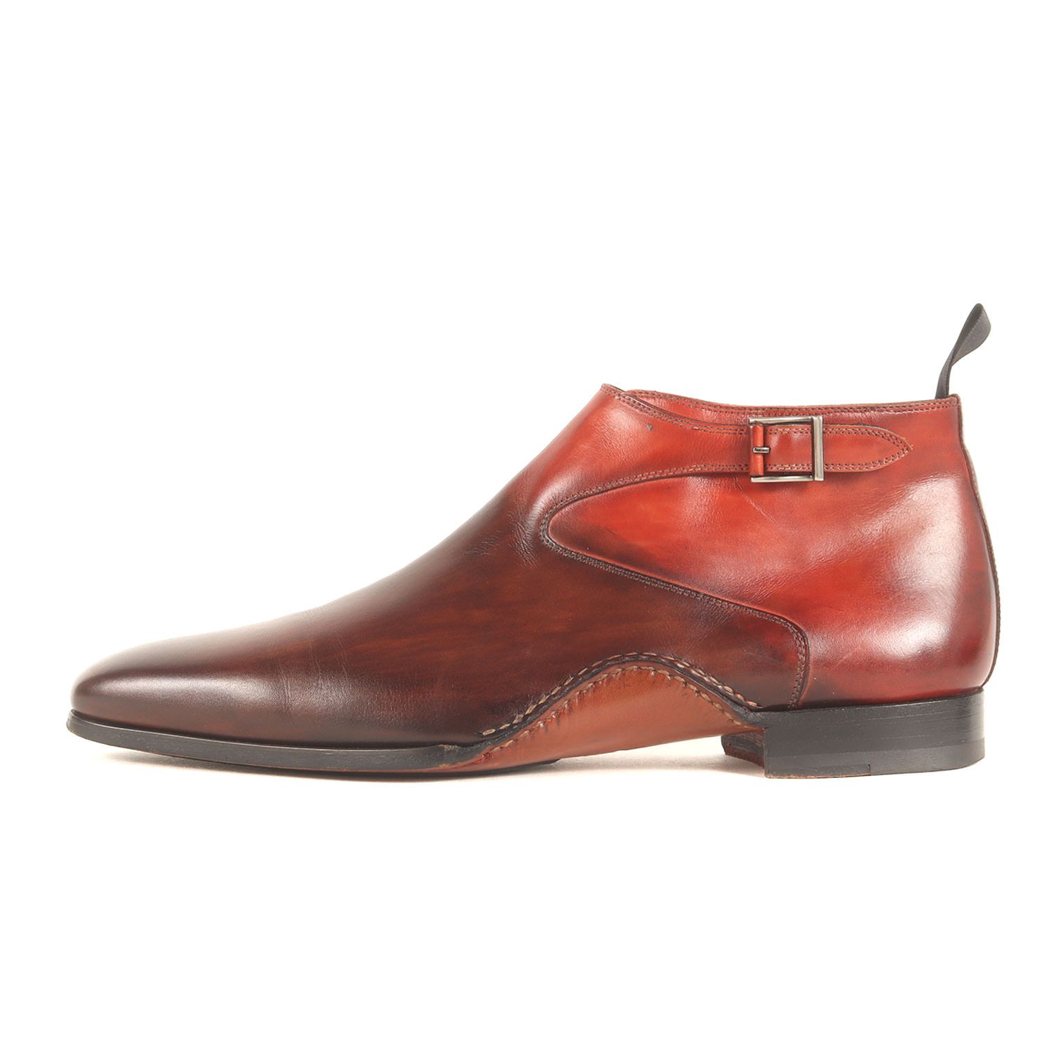 Magnanni マグナーニ 22AW Queen Classico 別注 インサイドジップ ベルトテッド パティーヌ ブーツ (21463) ブラウン×バーガンディレッド41(26cm相当)