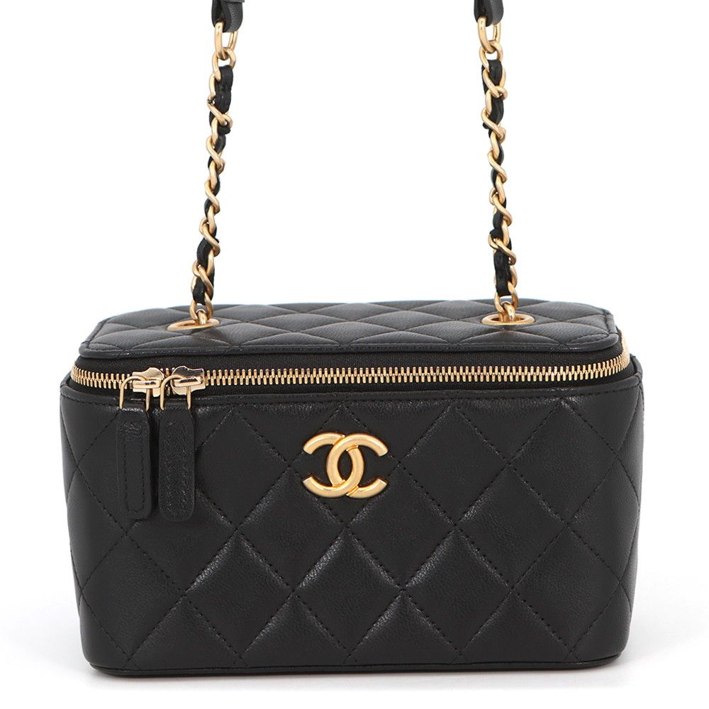 シャネル チェーンショルダーバッグ バニティ マトラッセ ココマーク ラムスキン AP2550 CHANEL ヴァニティ 黒
