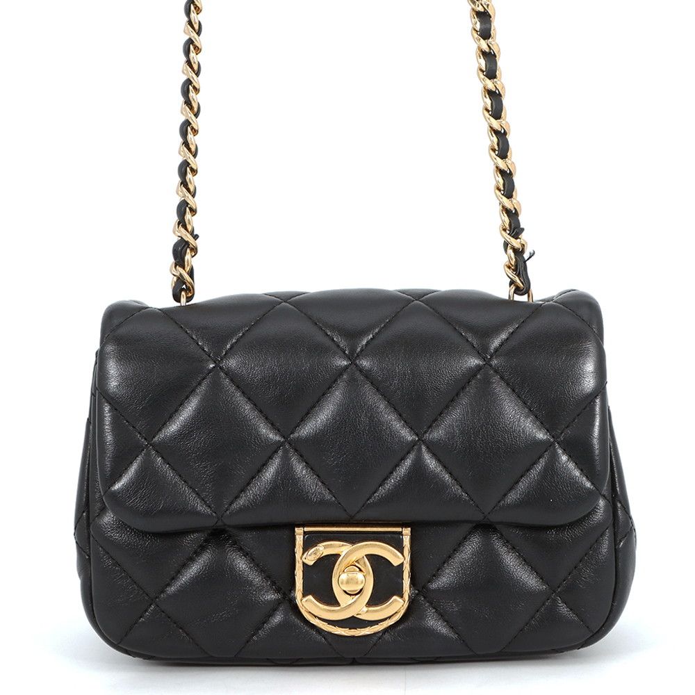 シャネル チェーンショルダーバッグ マトラッセ ココマーク ラムスキン AS3473 CHANEL フラップ バッグ 黒