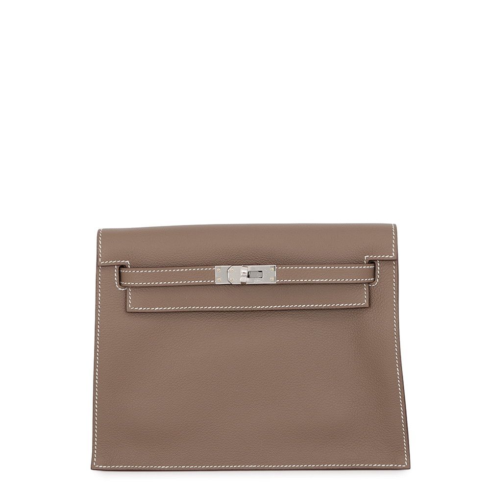 エルメス ショルダーバッグ ケリーダンス2 エトゥープ/シルバー金具 エバーカラー G刻印 HERMES クラッチバッグ