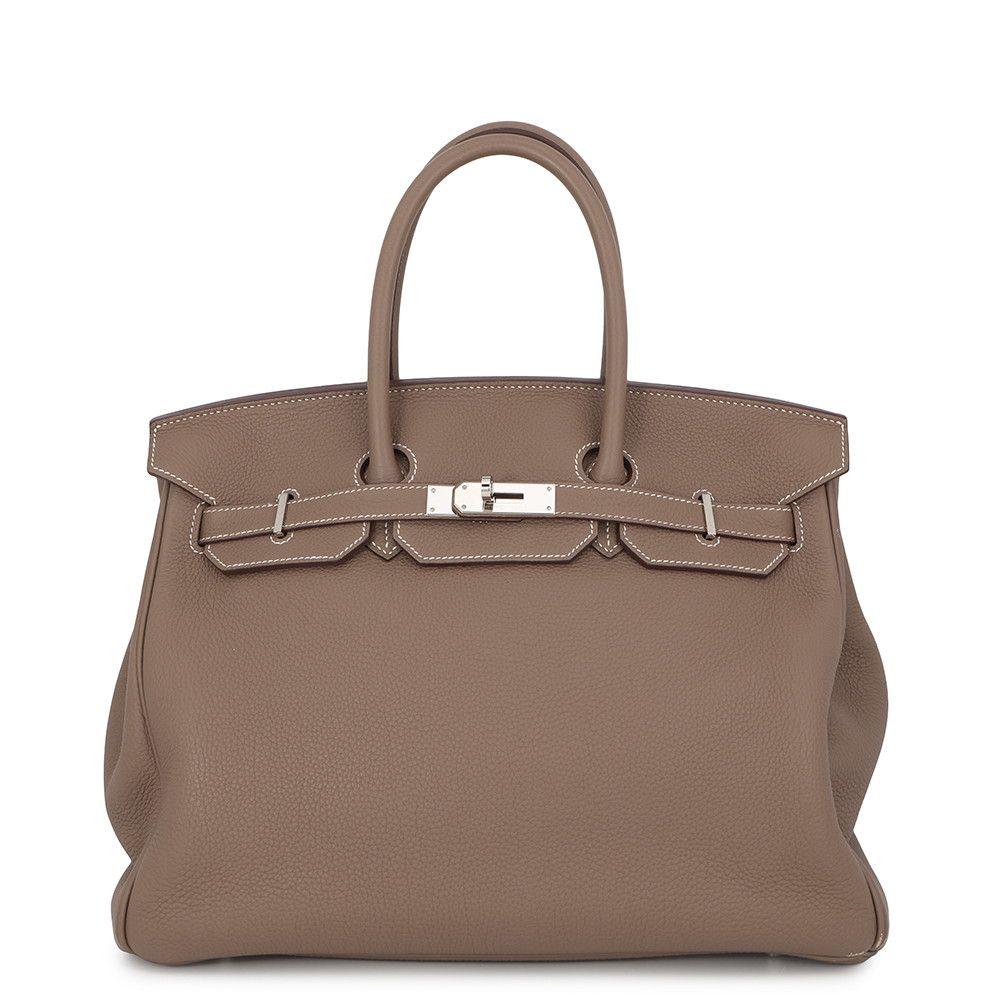 エルメス バーキン35 エトゥープ/シルバー金具 トゴ B刻印 HERMES Birkin ハンドバッグ