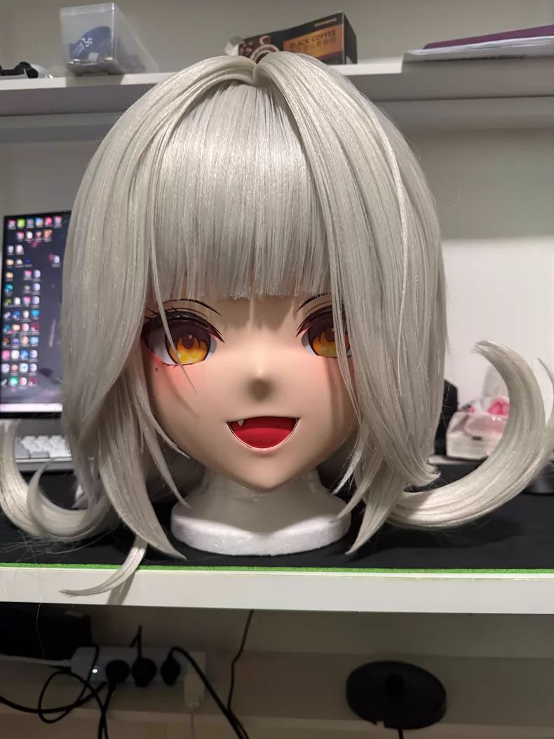 kigurumi 全頭マスク オレンジアイ ドール顔 ウィッグ付き 新品