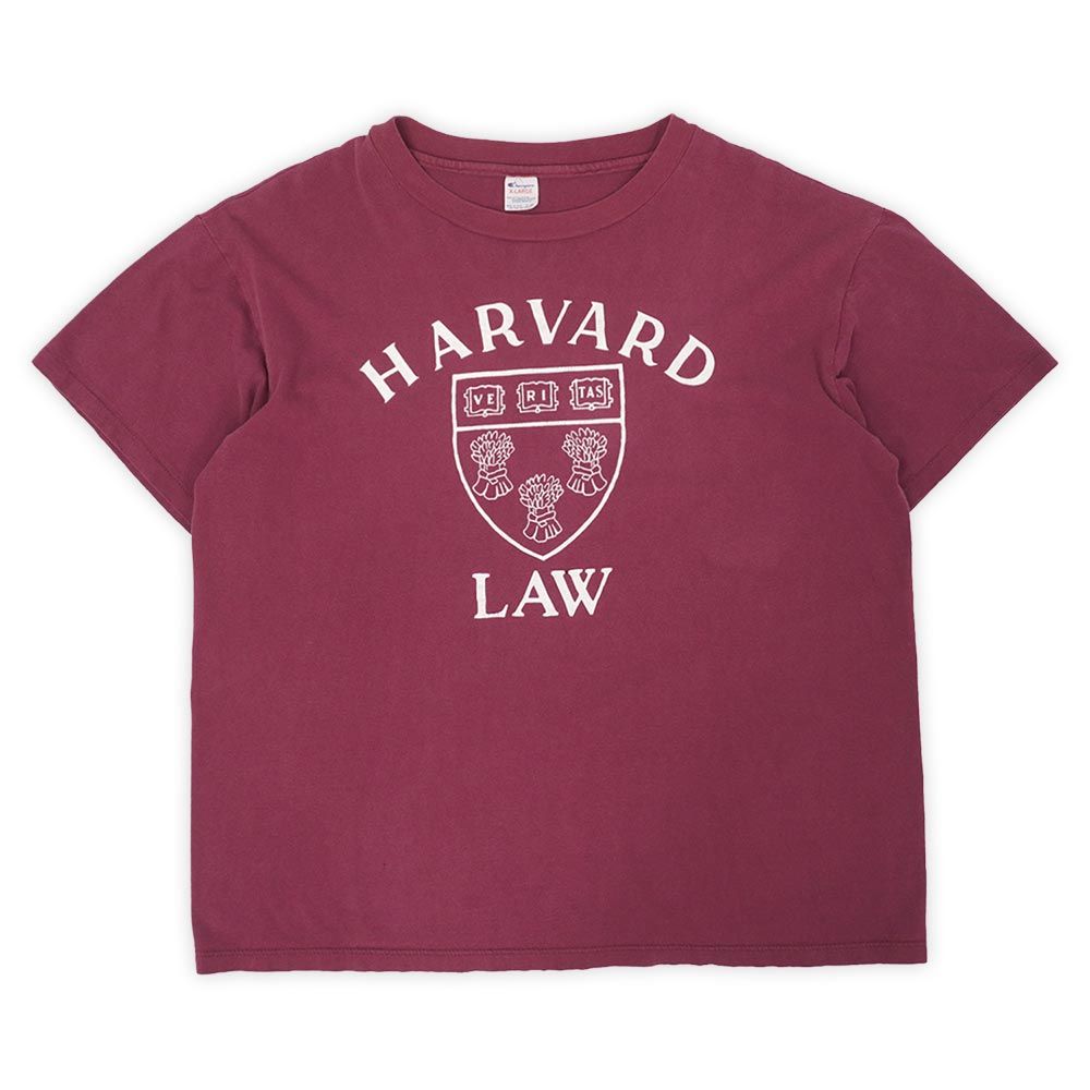 チャンピオン Champion 80s 80年代 カレッジプリントTシャツ HARVARD LAW ハーバード大学 アメリカ製 MADE IN USA トリコタグ ヴィンテージ 古着 メンズ バーガンディー エンジ XL【中古】