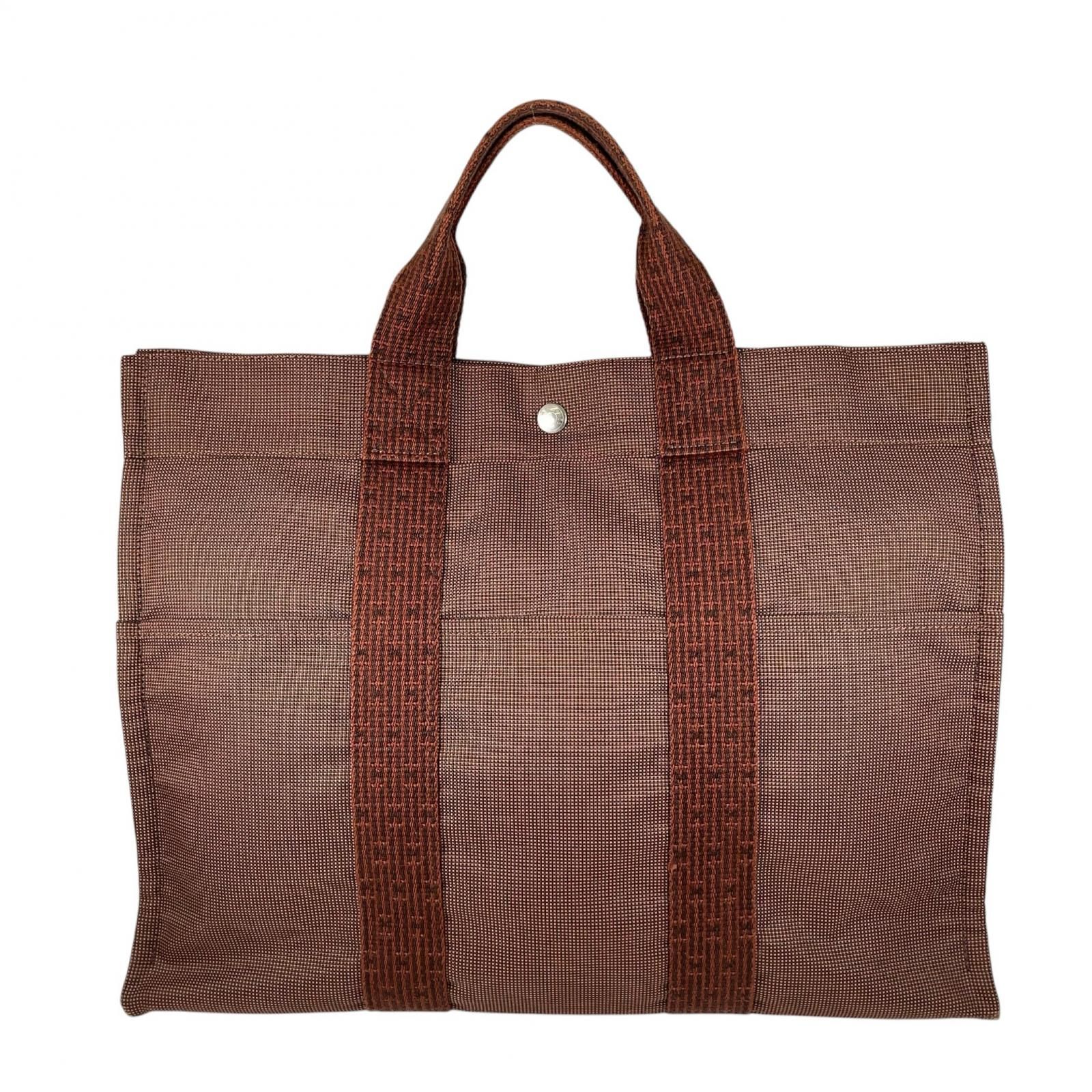 新着】HERMES エールラインMM キャンバス、コットン ブラウン トート 