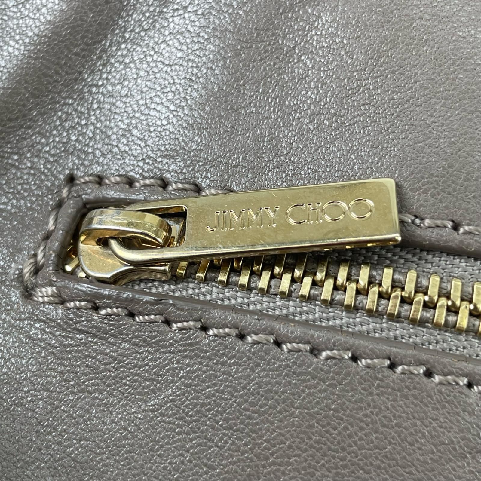 新着】JIMMY CHOO スタースタッズ レザー グレー トートバッグ