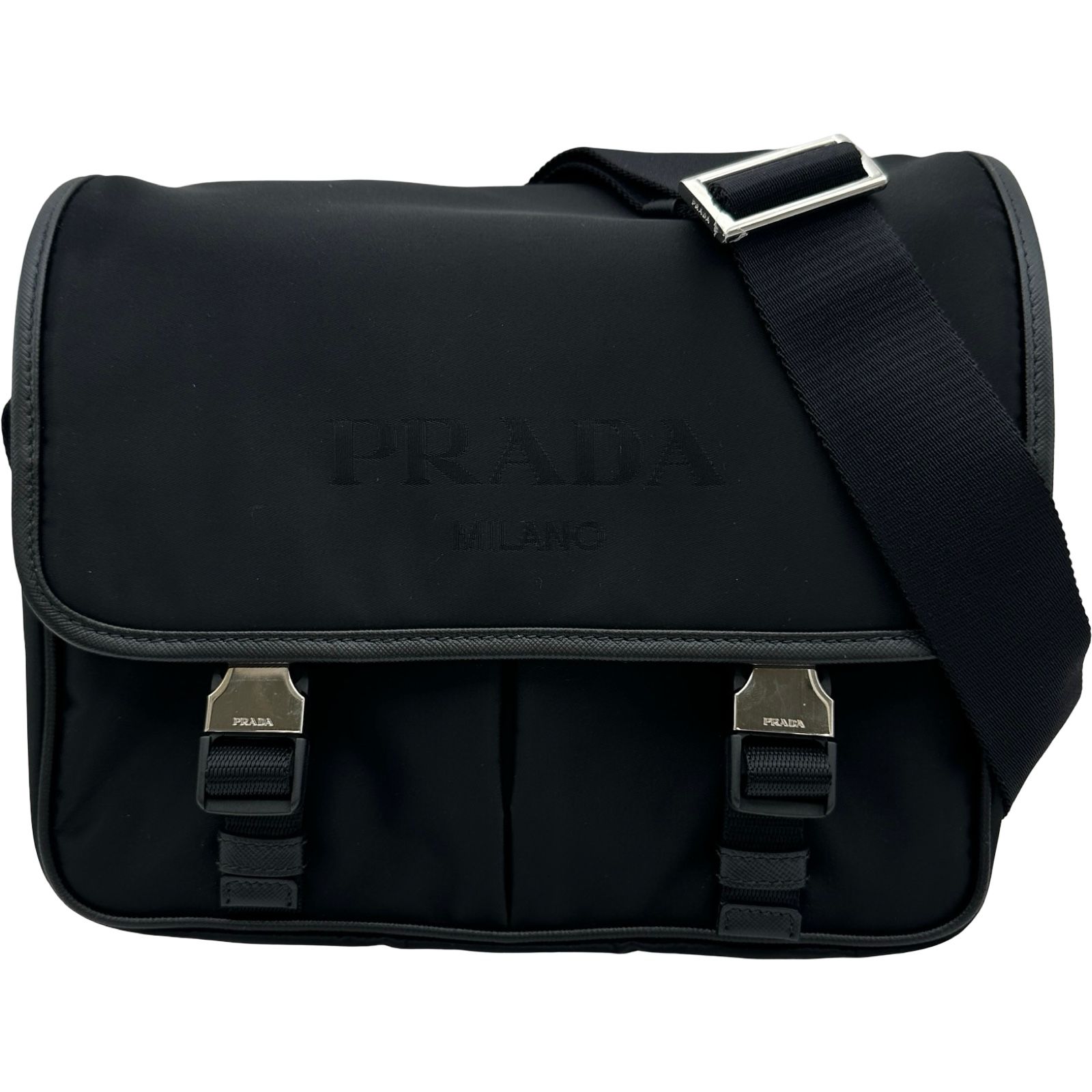 プラダ PRADA トライアングルロゴショルダーバッグ ブラック ナイロン メンズ ショルダーバッグ