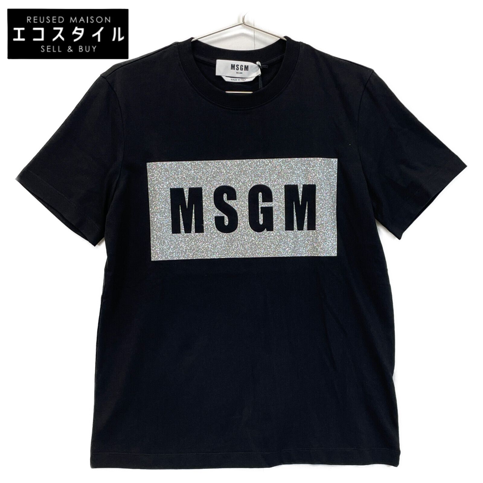 MSGM　エムエスジーエム　国内正規 237002-99 ラメロゴ クルーネックカットソー Tシャツ　S