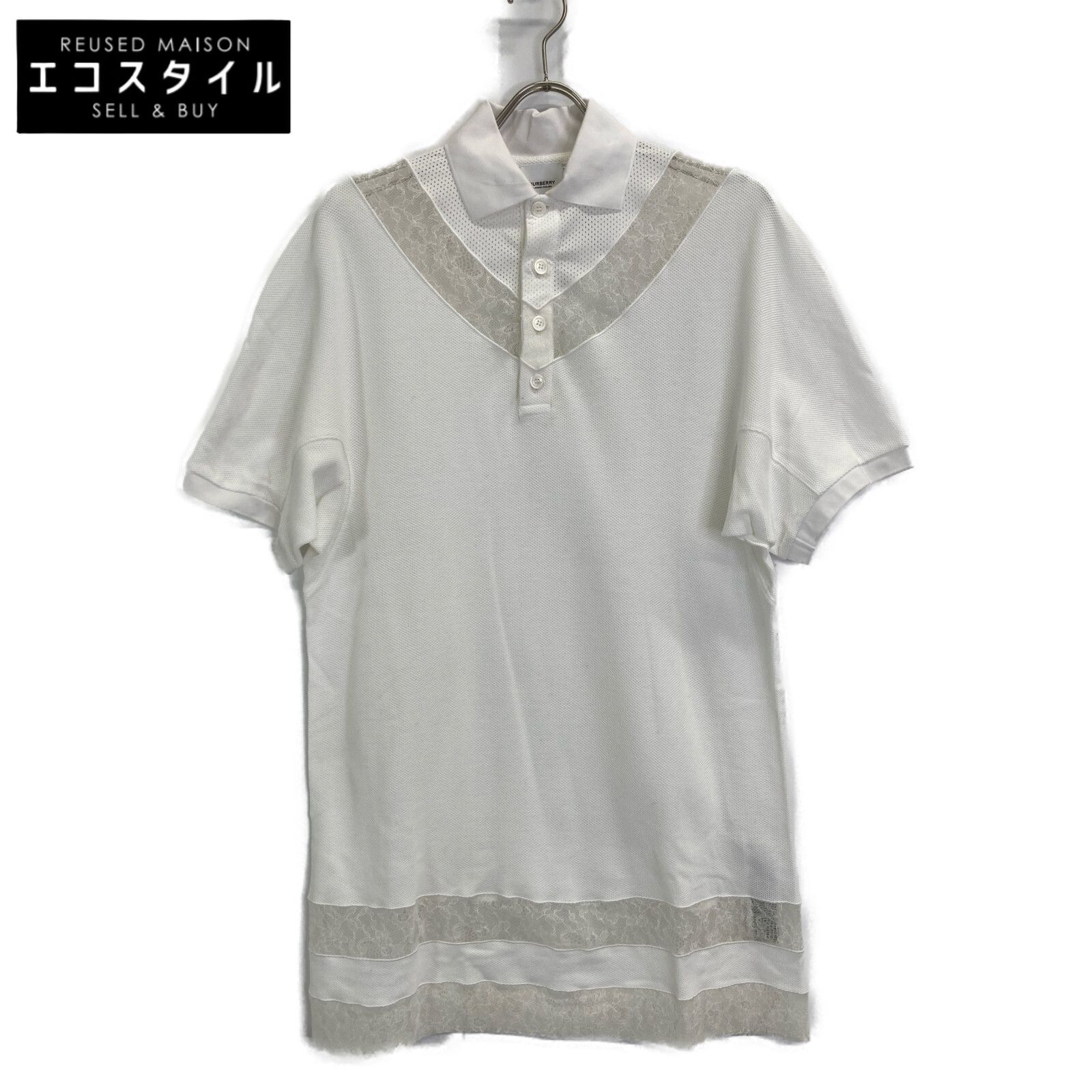 BURBERRY　バーバリー　【美品/国内正規】8066318 レース切替 ポロシャツ/　IT：36